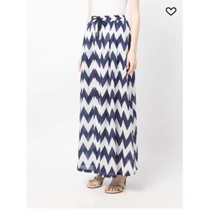 Cynthia Rowley cotton voile skirt, navy/white chevron